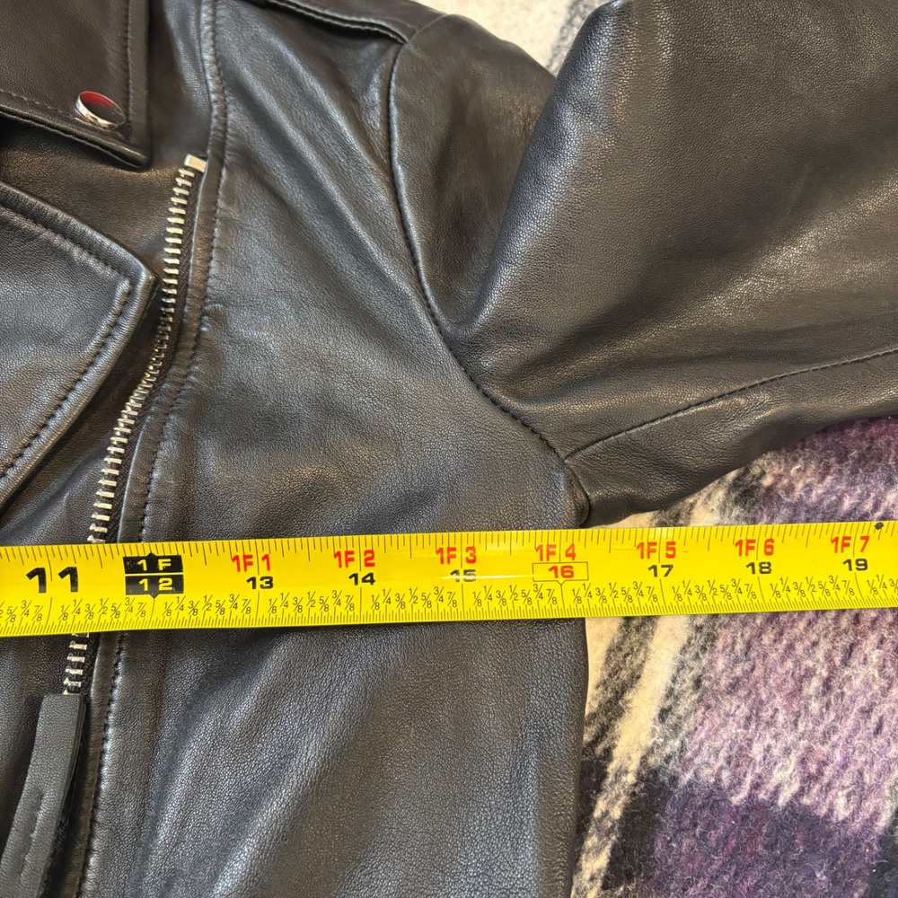 Vtg Lord & Taylor Women's Lamb Leather Biker Jacket Black Sz XS Moto  Zipper - Picture 7 of 9
